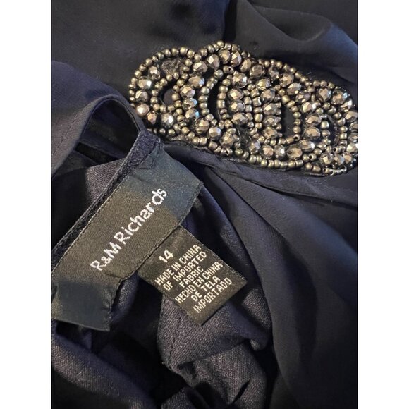 R & M Richards Dress 14 Sheer Top Stretch Cruise Wedding Party Cocktails - Picture 3 of 12